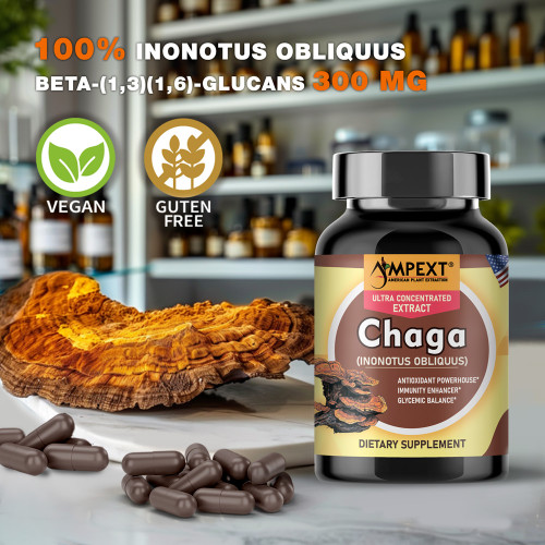 Chaga (Inonotus obliquus) Mushroom Extract, 90ct Chaga (Inonotus obliquus) Mushroom Extract, 90ct