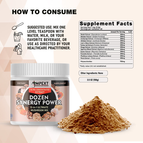 12-IN-1 Dozen Synergy Power™ Mushroom Extract, 100g 12-IN-1 Dozen Synergy Power™ Mushroom Extract, 100g