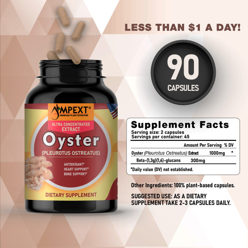 Oyster (Pleurotus ostreatus) Mushroom Extract, 90ct Oyster (Pleurotus ostreatus) Mushroom Extract, 90ct