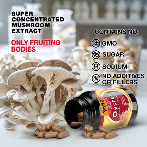 Oyster (Pleurotus ostreatus) Mushroom Extract, 90ct Oyster (Pleurotus ostreatus) Mushroom Extract, 90ct