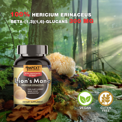 Lion’s Mane (Hericium erinaceus) Mushroom Extract, 90ct Lion’s Mane (Hericium erinaceus) Mushroom Extract, 90ct