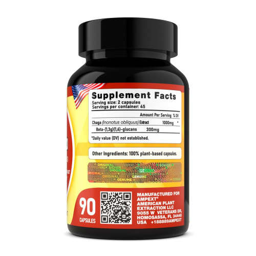 Chaga (Inonotus obliquus) Mushroom Extract, 90ct Chaga (Inonotus obliquus) Mushroom Extract, 90ct