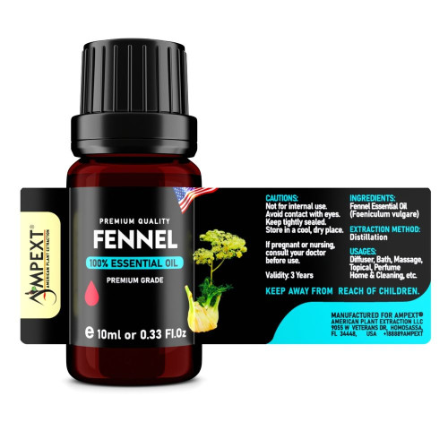 Fennel (Foeniculum vulgare) 100% Essential Oil, Premium Grade, 10ml Fennel (Foeniculum vulgare) 100% Essential Oil, Premium Grade, 10ml