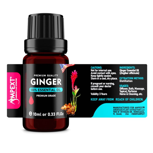 Ginger (Zingiber officinale) 100% Essential Oil, Premium Grade, 10ml Ginger (Zingiber officinale) 100% Essential Oil, Premium Grade, 10ml