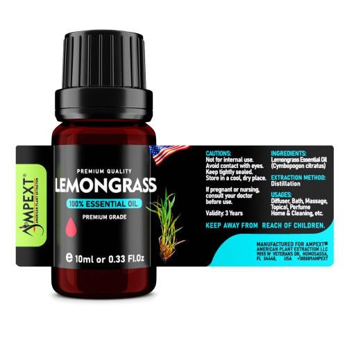 Lemongrass (Cymbopogon citratus) 100% Essential Oil, Premium Grade, 10ml Lemongrass (Cymbopogon citratus) 100% Essential Oil, Premium Grade, 10ml