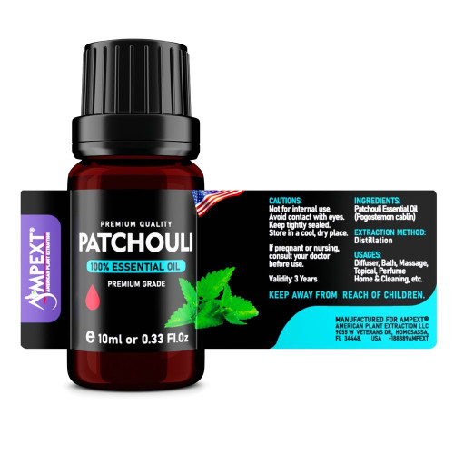 Patchouli (Pogostemon cablin) 100% Essential Oil, Premium Grade, 10ml Patchouli (Pogostemon cablin) 100% Essential Oil, Premium Grade, 10ml